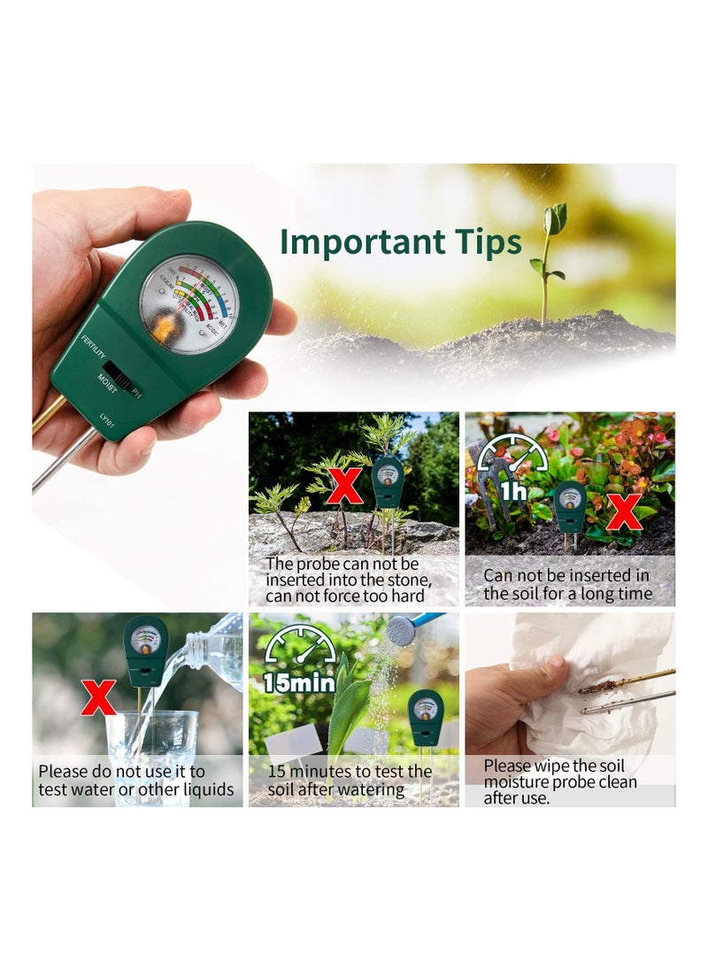 SYOSI - SYOSI 3 in 1 Soil Moisture Meter, Soil Moisture/Soil Ph Meter/Fertility Soil Test Kit, with 9 Labels Moisture Meter for House Plants Garden Lawn Farm - Image 1