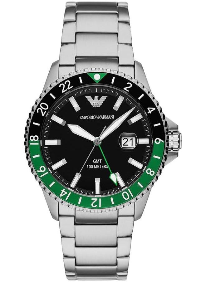armani Armani Men's GMT Dual Time Silver Stainless Steel Bracelet Watch (Model: AR11589)  - Image 1