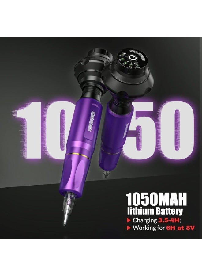 Wormhole Tattoo Wormhole Wireless Tattoo Machine Kit, Tattoo Gun with 1,050 mAh Capacity Power Supply- Tattoo Pen Kit WTK176(Purple+Black) - Image 2