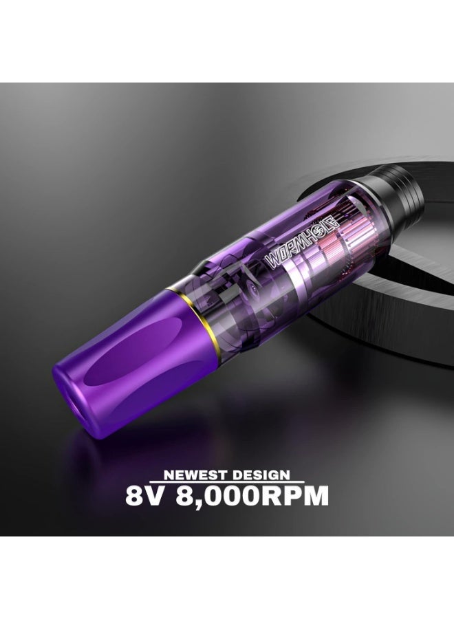 Wormhole Tattoo Wormhole Wireless Tattoo Machine Kit, Tattoo Gun with 1,050 mAh Capacity Power Supply- Tattoo Pen Kit WTK176(Purple+Black) - Image 4