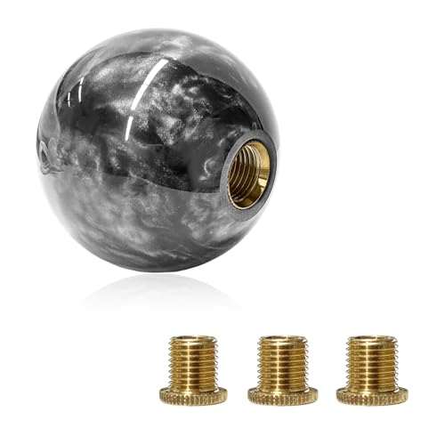 ZNDAW Round Ball Shift Knob Marble Style Gear Lever Stick Shifter Knobs with 3 Adapters Universal Spherical Gear Shifter Grip for 5 6 Speed Manual Auto Vehicles Car Accessories MarbleGray - Image 1