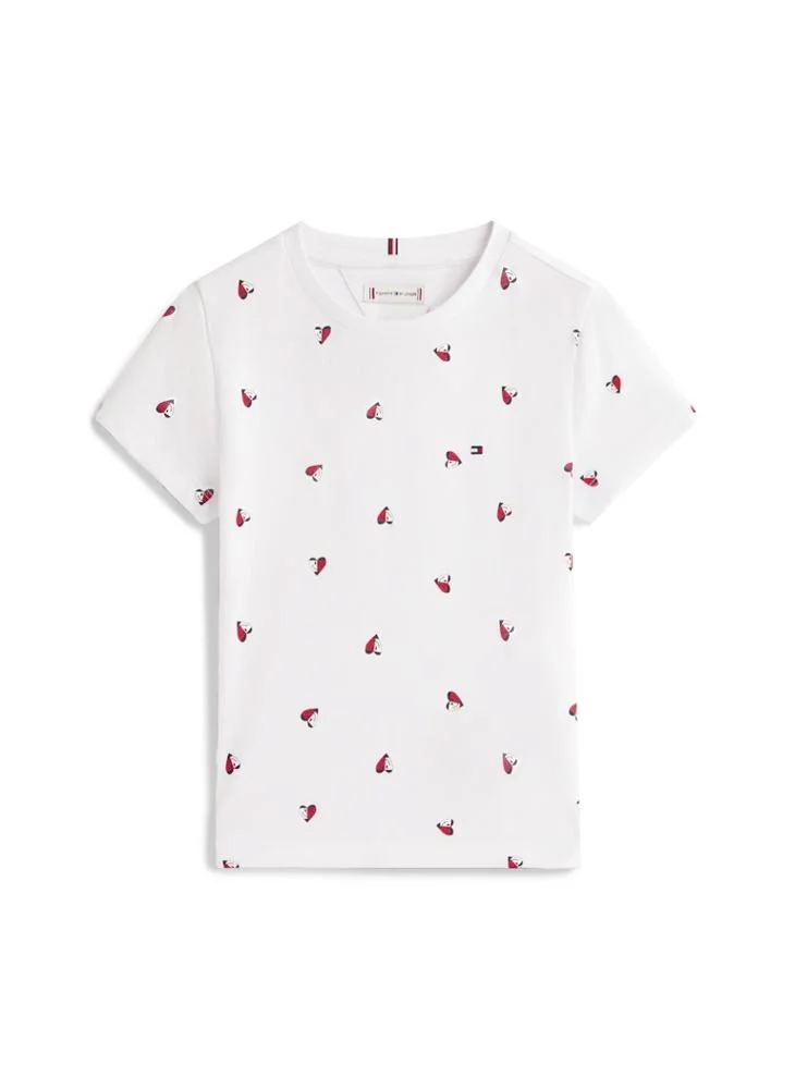 TOMMY HILFIGER  Kids Aop Heart Crew Neck T-Shirt for Women | Best Price UAE
