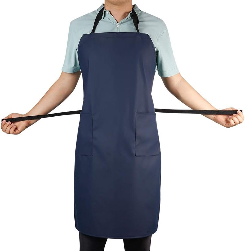 VWELL Store Waterproof Rubber Vinyl Apron W/ 2 Pockets - Lab Apron for DishWashing,Grooming - Image 1