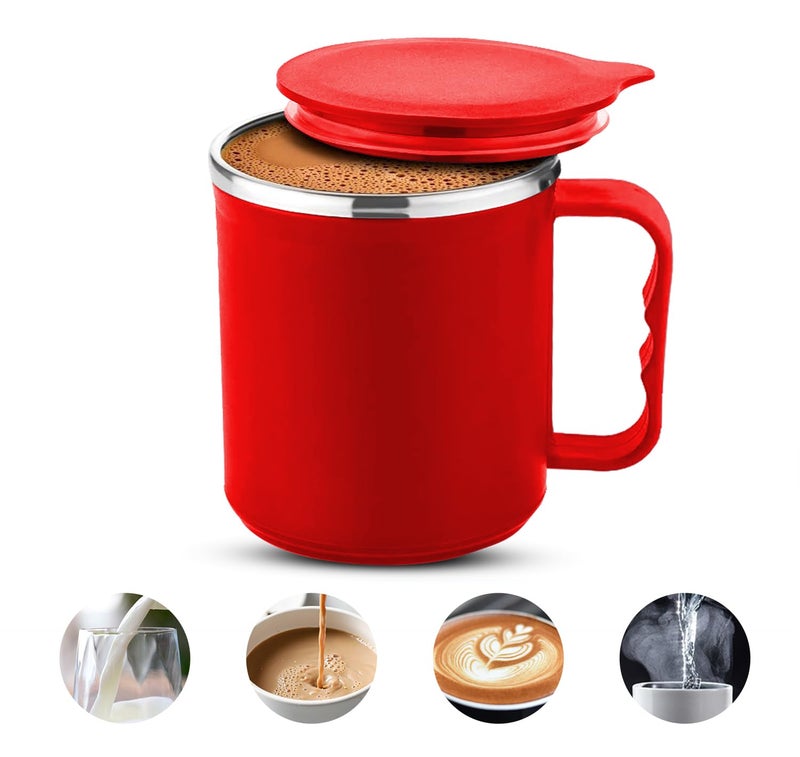 AADHIK Coffee Mug with Lid Insulated Stainless Steel for Tea Milk Mug Inner Stylist Double Wall Cup for Home Office Restaurant Use Gift Pack of 1 Pic(Navy Blue) - Image 1