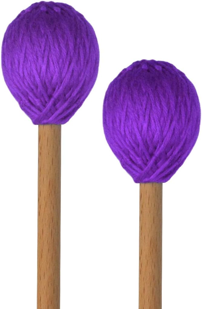 Yolyoo Medium Hard Yarn Head Keyboard Marimba Mallets with Maple Handles,Pack of 2 Blue (Purple) - Image 1