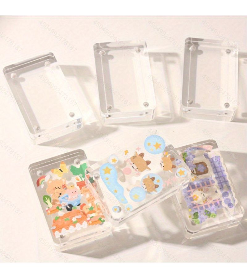 Set Of 5 Clear Acrylic Magnetic Photo Frames Small Square Holder - Image 5