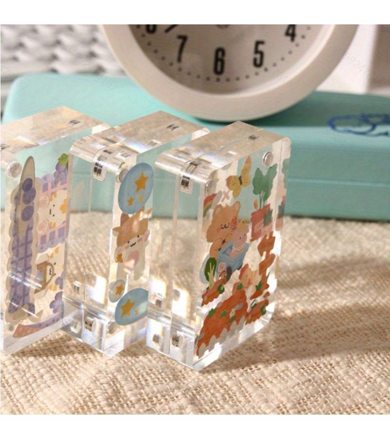 Set Of 5 Clear Acrylic Magnetic Photo Frames Small Square Holder - Image 4