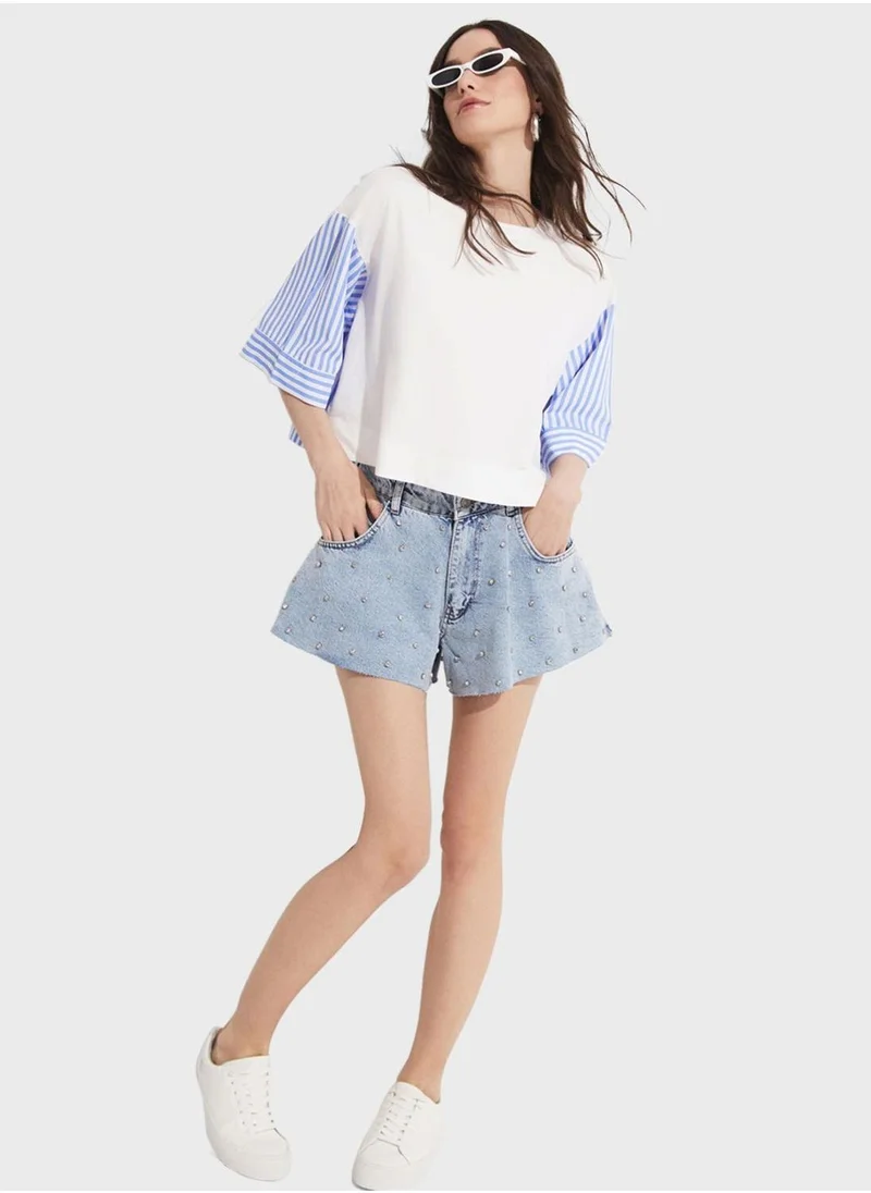 JUNE High Waist Denim Shorts