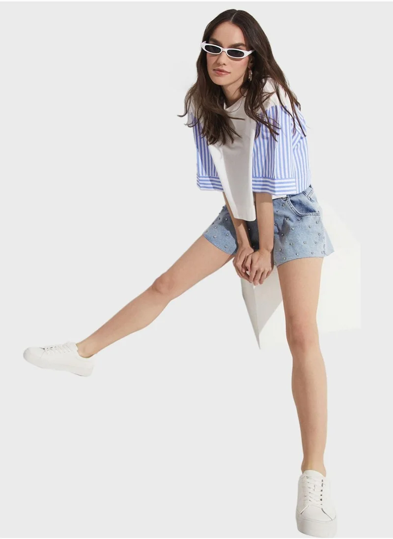 JUNE High Waist Denim Shorts