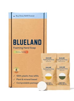 BLUELAND Foaming Hand Soap Refill Tablets 4Pack Holiday Scents Eco Friendly Cleaning Products 4 x 9 Fl oz