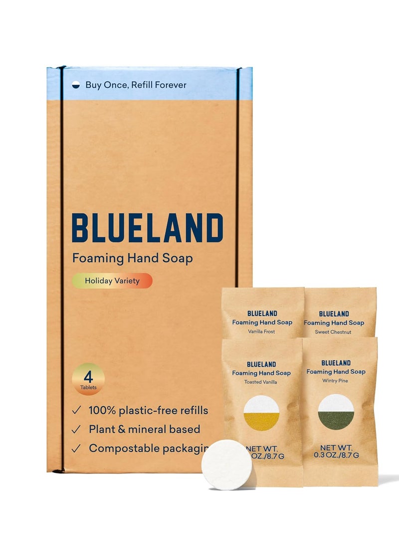 Blueland - BLUELAND Foaming Hand Soap Refill Tablets 4Pack Holiday Scents Eco Friendly Cleaning Products 4 x 9 Fl oz - Image 1