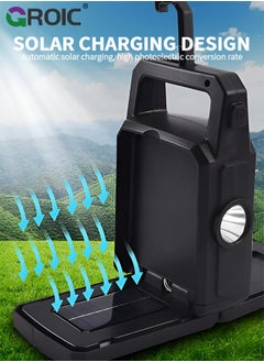 GROIC Portable LED Camping Lights USB Solar Rechargeable Hanging Tent Lantern, Night Flashlight  LED Table Lamp Waterproof for Hurricane, Emergency, Hiking, Camping, Fishing  - Image 2