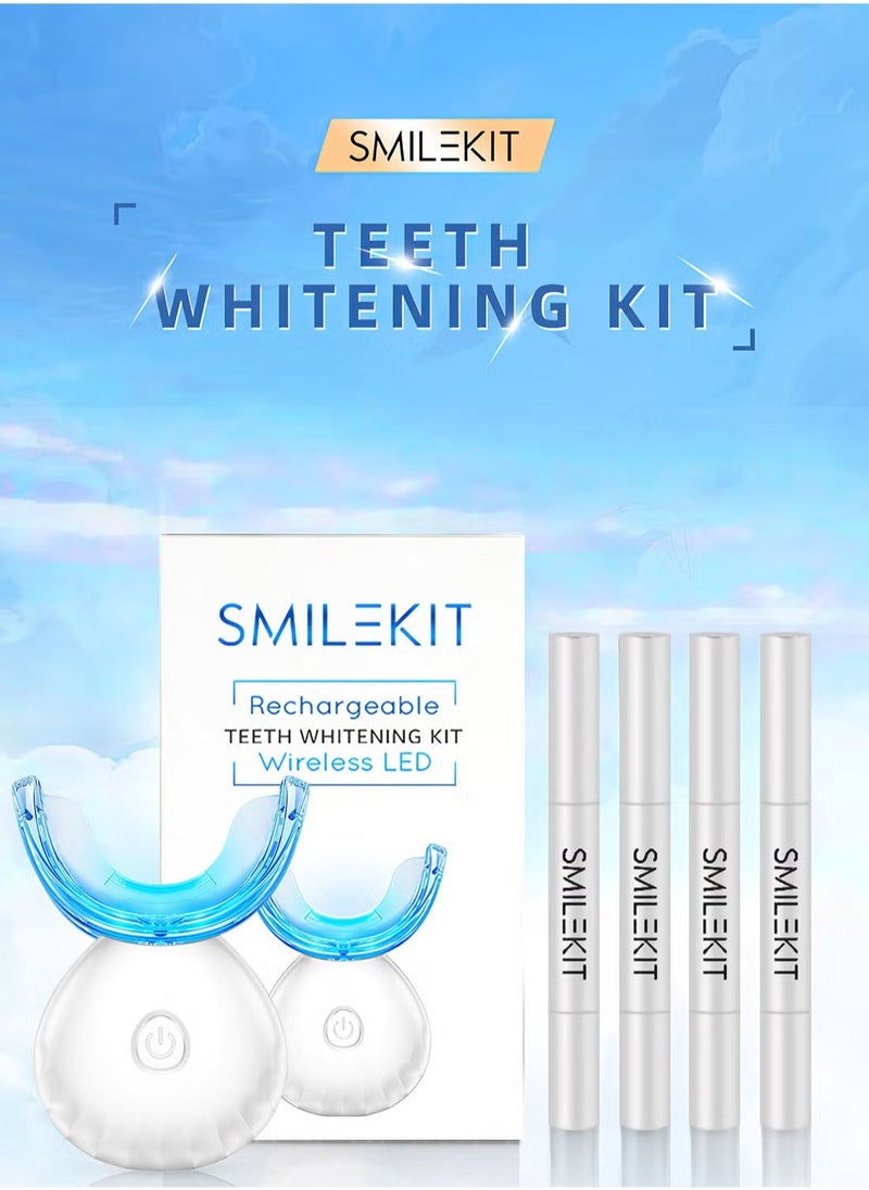 SMILEKIT Wireless Teeth Whitening Kit with 4 Teeth Whitening Gel Pen with Carbamide Peroxide Whitening Agent - 16x More Powerful LED Accelerator Light - for Sensitive Teeth Gums Braces Care Oral Care-White  - Image 3