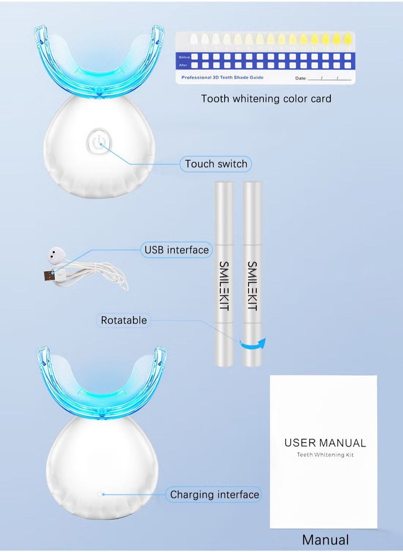 SMILEKIT Wireless Teeth Whitening Kit with 4 Teeth Whitening Gel Pen with Carbamide Peroxide Whitening Agent - 16x More Powerful LED Accelerator Light - for Sensitive Teeth Gums Braces Care Oral Care-White  - Image 5