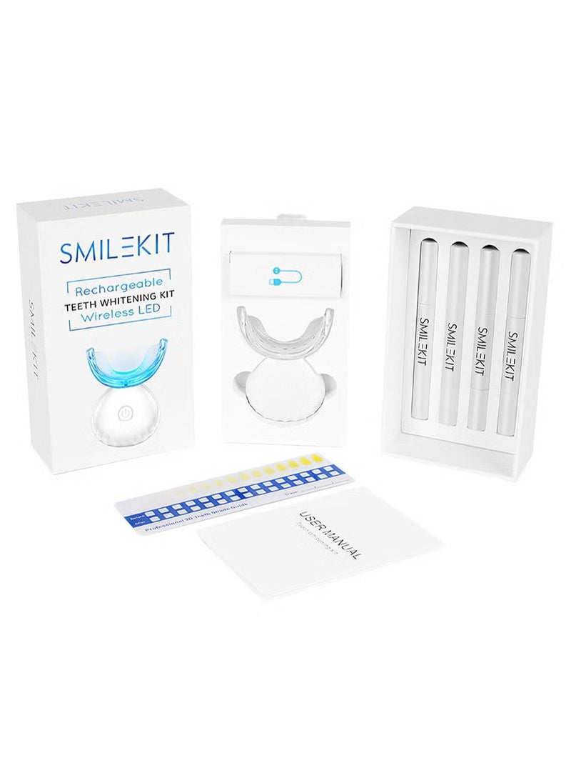 SMILEKIT Wireless Teeth Whitening Kit with 4 Teeth Whitening Gel Pen with Carbamide Peroxide Whitening Agent - 16x More Powerful LED Accelerator Light - for Sensitive Teeth Gums Braces Care Oral Care-White  - Image 2