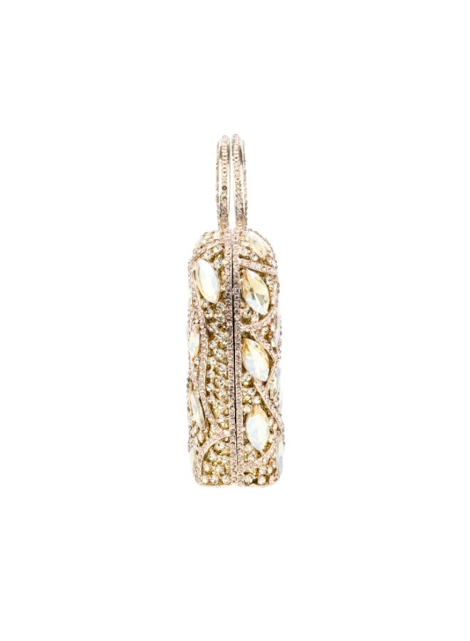 Dollar's Crystal Clutch Purse for Women, Rhinestone Evening Bag, Wedding Bridal Handbag, Luxury Party Clutch, Small Shoulder Bag with Chain Strap, Sparkly Formal Handbag for Wedding (Gold) - Image 3