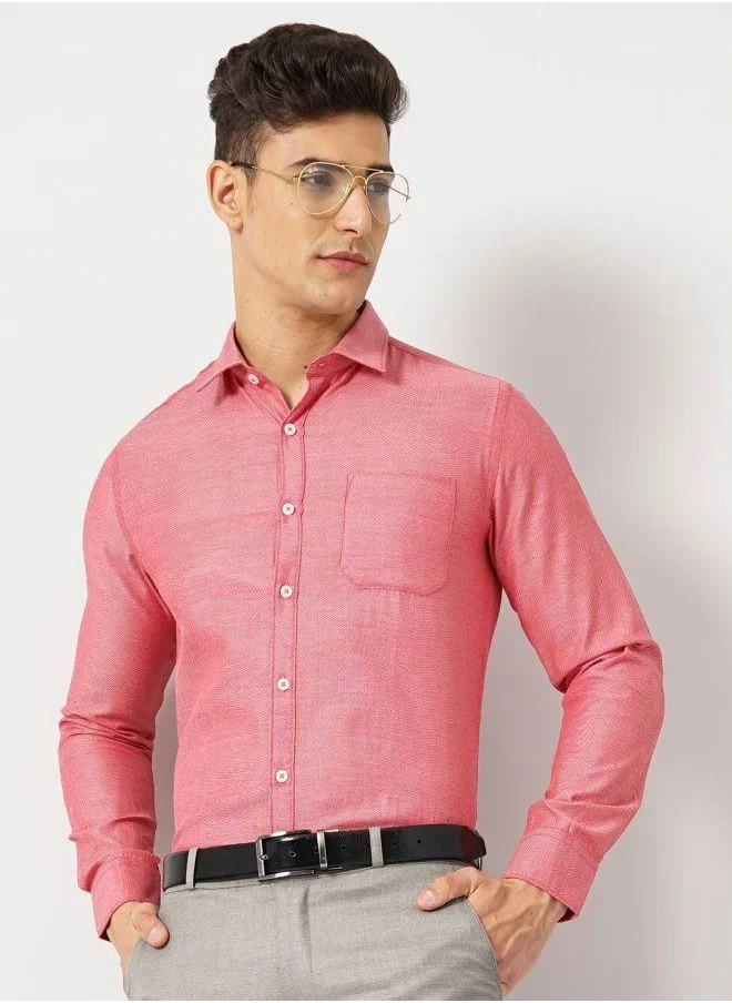 The Indian Garage Co Men Slim Fit Solid Full Sleeves Cutaway Collar Formal Shirt