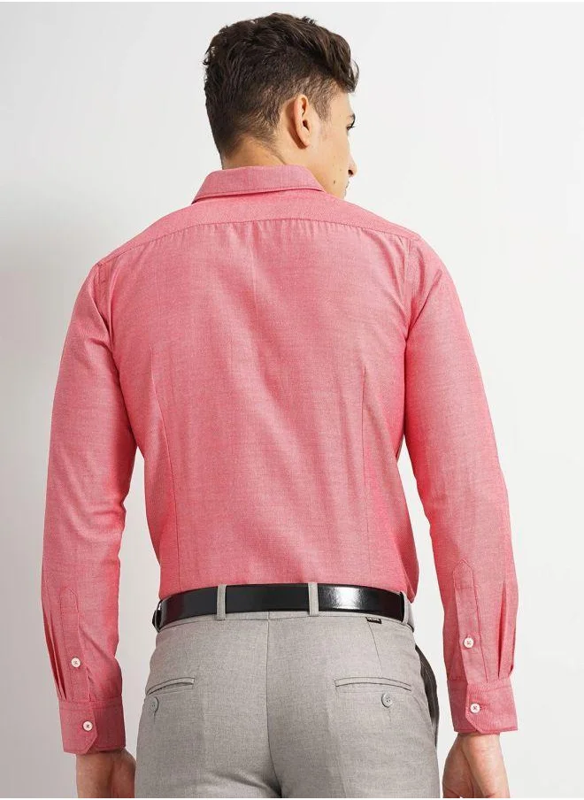 The Indian Garage Co Men Slim Fit Solid Full Sleeves Cutaway Collar Formal Shirt
