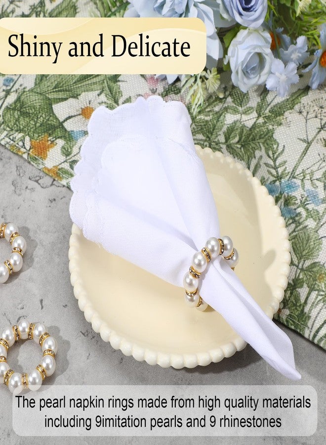 Limbeuuu 100Pcs Gold Disposable Napkin Rings Imitation Pearl Ring Napkin Holder Delicate White&Gold Beaded Serviette Buckles for Wedding Party Dinner Table Decor and Daily Use - Image 4
