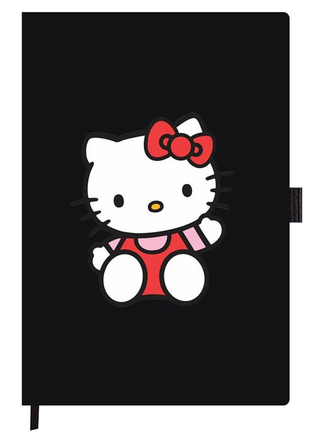 Theodor دفتر ملاحظات بتصميم A5 سميك أسود اللون مع غلاف مقوى، يحمل صورة هيلو كيتي جالسة - Image 1