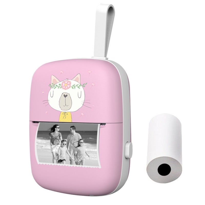 Mini Pocket Photo Printer Portable Mobile Thermal Printing Machine All in One 203DPI Wireless BT Connection for Picture Lable DIY Handcraft List Meno Notes Journal Receipt Paper Instant Printer Sticker with 1 Roll Thermal Paper 57*30mm Study Work Off - Image 4