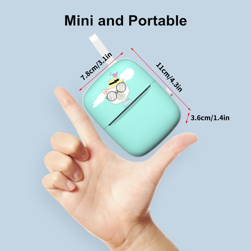 Mini Pocket Photo Printer Portable Mobile Thermal Printing Machine All in One 203DPI Wireless BT Connection for Picture Lable DIY Handcraft List Meno Notes Journal Receipt Paper Instant Printer Sticker with 1 Roll Thermal Paper 57*30mm Study Work Off - Image 5