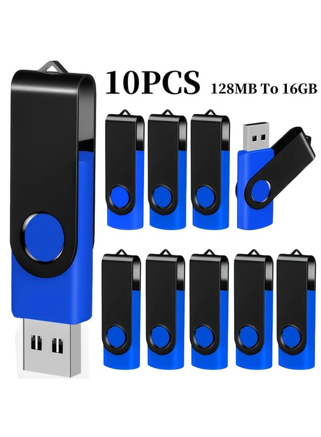 10Pcs Blue USB 2.0 Flash Drives High Speed Swivel Memory Stick 4GB Capacity For Desktop Laptop Storage Business Gift - Image 1