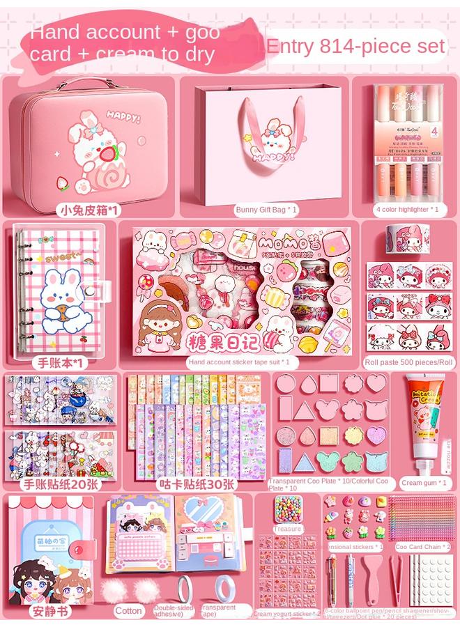 Bluejw Hand Account Suit Gift Box Girl's Hand Account Book Goo Card Suit Deluxe Edition Girl's Children's 61 Children's Toy Gift For Primary School Students - Image 1