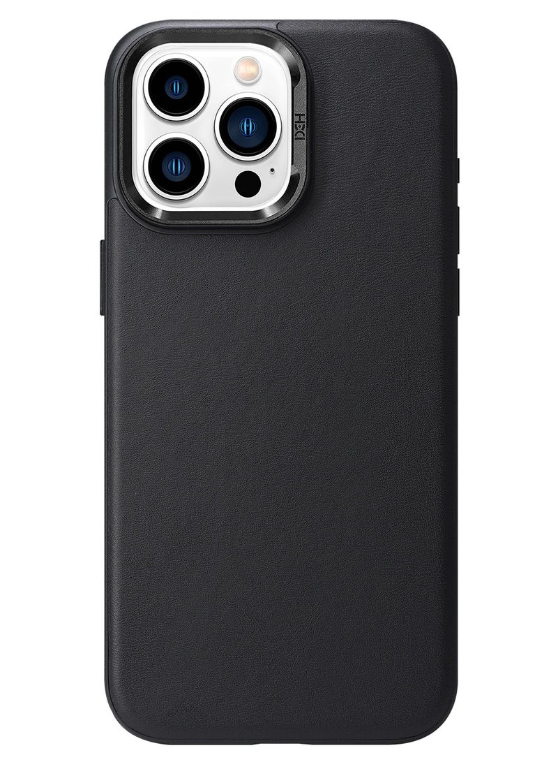 أتش دي دي حافظة جلدية فاخرة من Hdd متوافقة مع MagSafe لجهاز iPhone 15 Pro Max (أسود) - Image 1