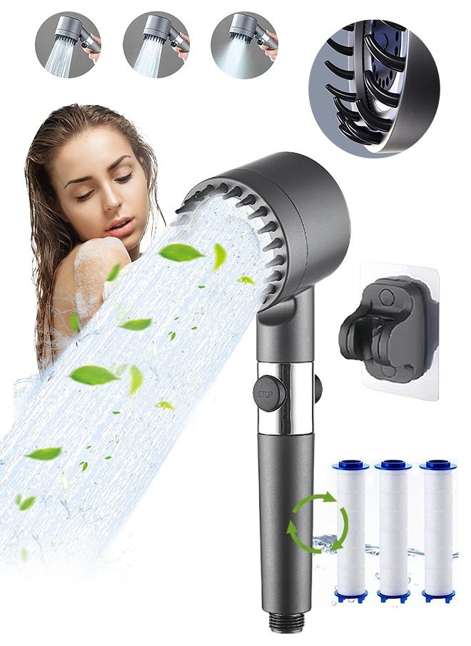 Xoopla - Handheld Shower Filter Shower Head (3 Modes), High Pressure Shower Heads Remove Chlorine and Impurities,  Massages Scalp to Anti Hairfall and Dry Skin with 3 Filters and 1 Shower Holder shower set - Image 1