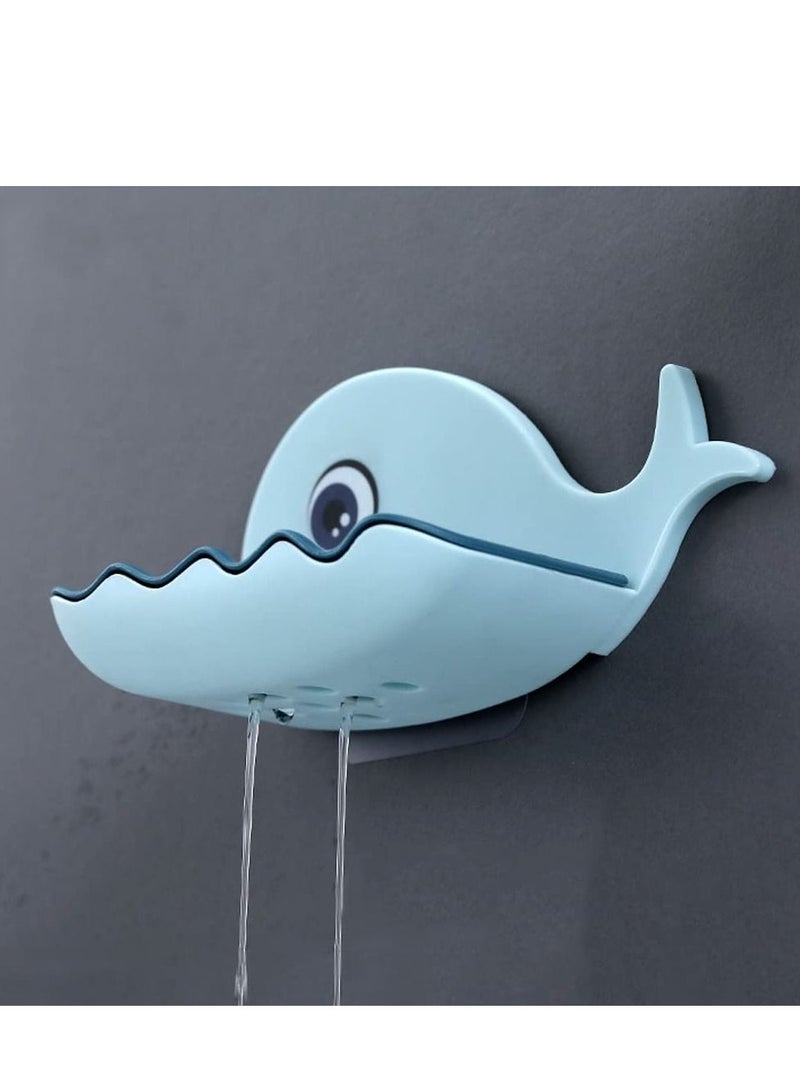 SYOSI 4 Pcs Cute Soap Dish Holder, Whale Shape Soap Holder Self Adhesive with Drain Holes on Bottom, Cartoon Kawaii Bathroom Soap Tray - Image 5
