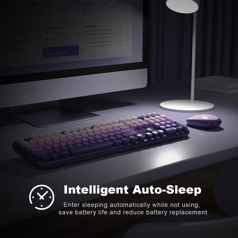 MOWUX Wireless Keyboard and Mouse Combo, MOWUX Colorful Computer Full Size 2.4G Plug and Play Wireless Typewriter Keyboard and Mouse Set for Computer, Desktop, PC (Purple Gradient) - Image 4