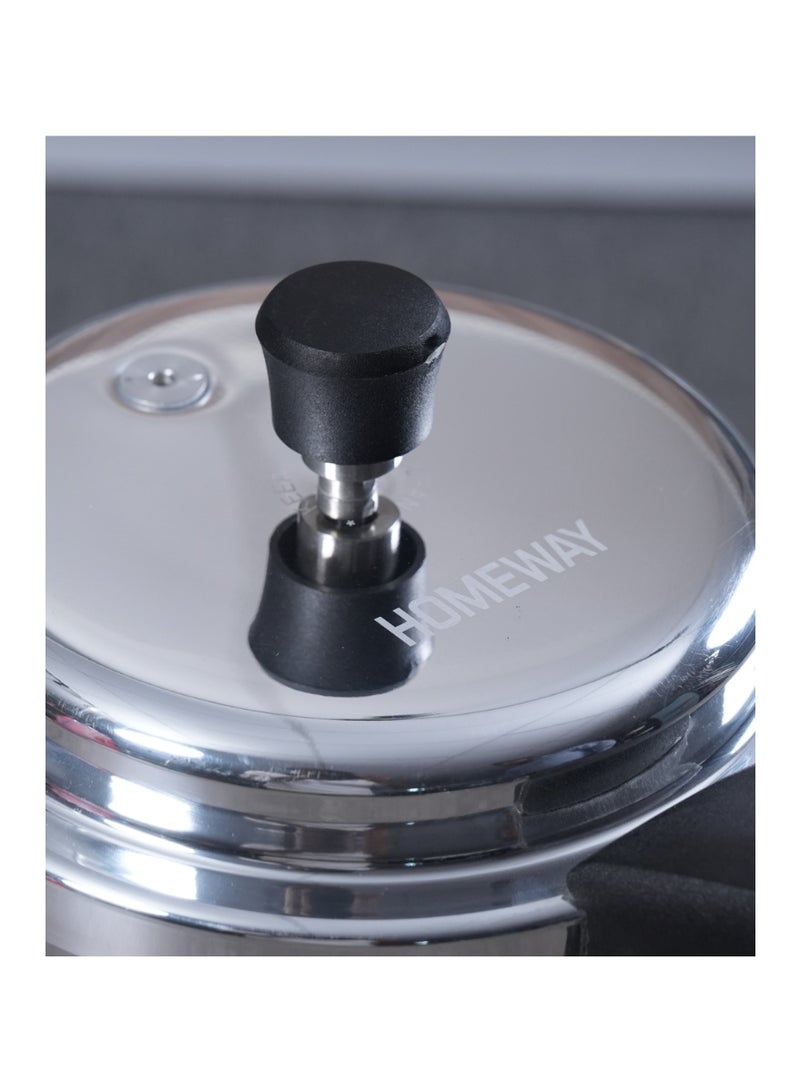 Homeway Aluminium Pressure Cooker Combo 5L + 3L, Durable Aluminium Body, Bakelite Handle, Safety Valve, 2 Year Warranty, HW6614, Silver - Image 2
