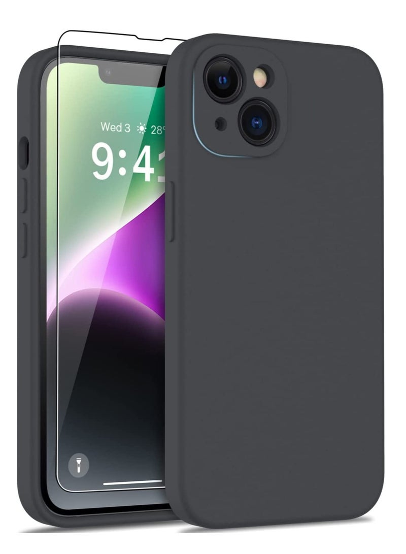 iPhone 14 Case with Screen Protector,Enhance Camera Protection,Soft Flexible Silicone Gel Rubber Bumper Cover,Slim Fit Shockproof Protective Phone Case for iPhone 14 6.1" Dark Grey - Image 1