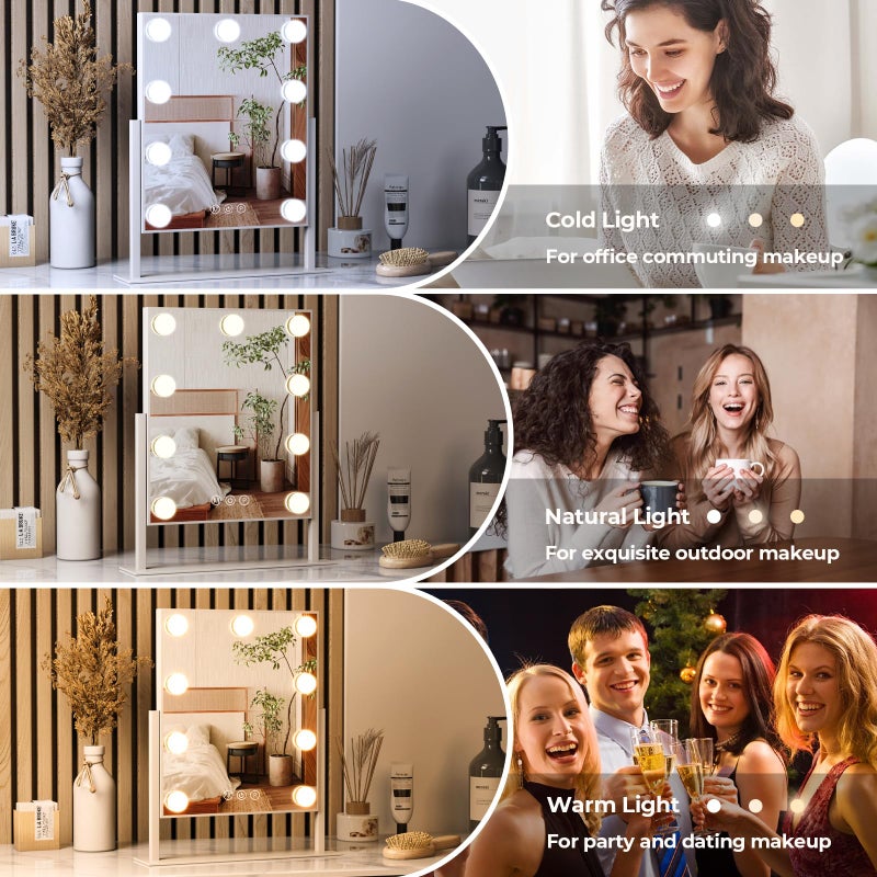 ZL ZELing Vanity Mirror with Lights,Makeup Mirror with Lights,Light up Mirrors with Smart Touch 3 Colors Dimmable,Mirror with Lights with 360Â° Rotation - Image 4