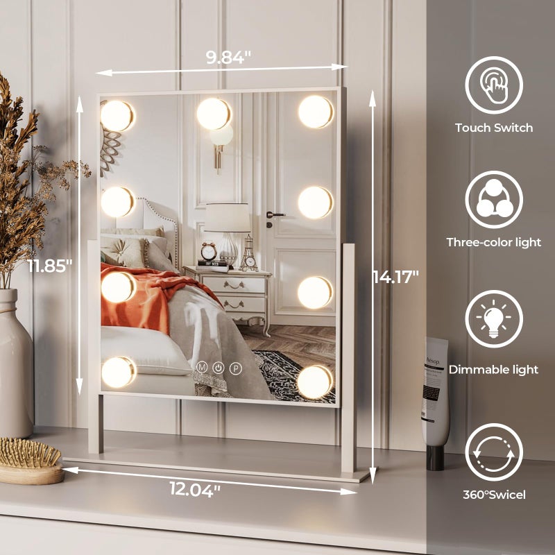 ZL ZELing Vanity Mirror with Lights,Makeup Mirror with Lights,Light up Mirrors with Smart Touch 3 Colors Dimmable,Mirror with Lights with 360Â° Rotation - Image 3
