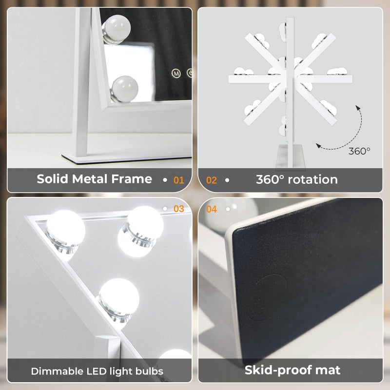 ZL ZELing Vanity Mirror with Lights,Makeup Mirror with Lights,Light up Mirrors with Smart Touch 3 Colors Dimmable,Mirror with Lights with 360Â° Rotation - Image 5