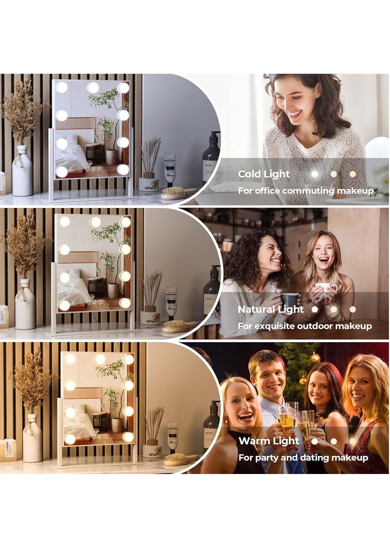ZL ZELing - ZL ZELing Vanity Mirror with Lights,Makeup Mirror with Lights,10X Magnification,Light up Mirror with Smart Touch 3 Colors Dimmable,Mirror with Lights with 360° Rotation - Image 1