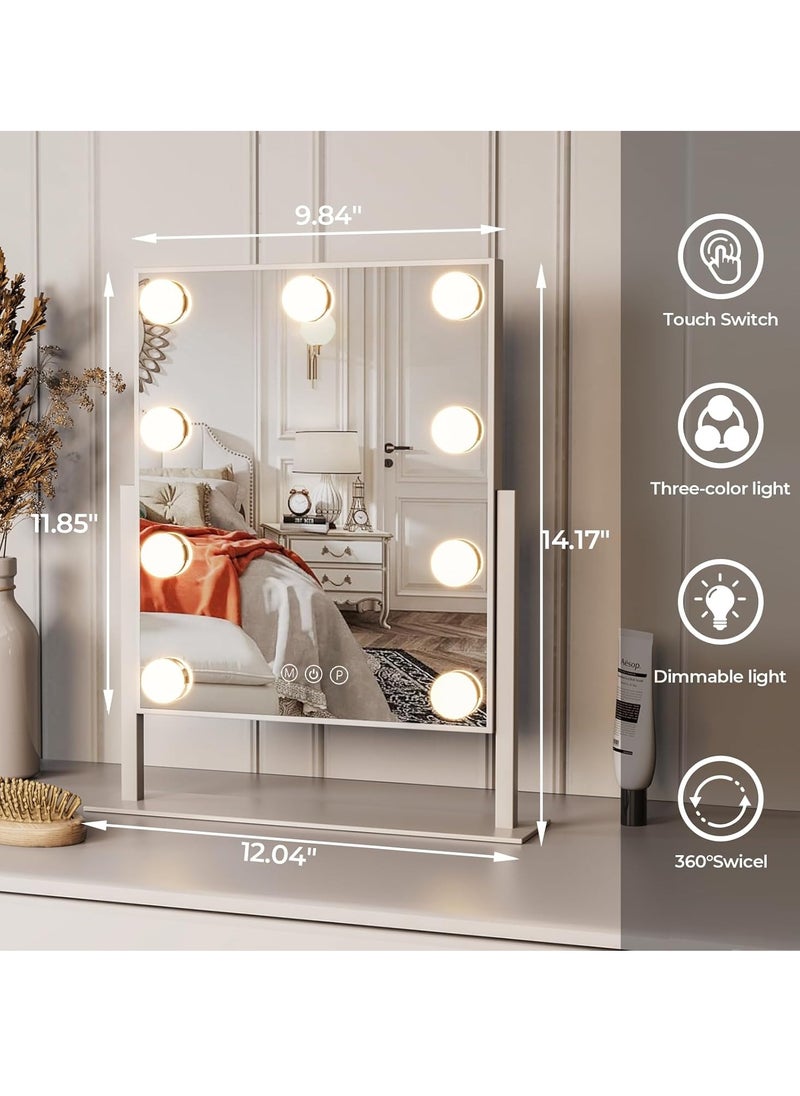 ZL ZELing - ZL ZELing Vanity Mirror with Lights,Makeup Mirror with Lights,10X Magnification,Light up Mirror with Smart Touch 3 Colors Dimmable,Mirror with Lights with 360° Rotation - Image 1