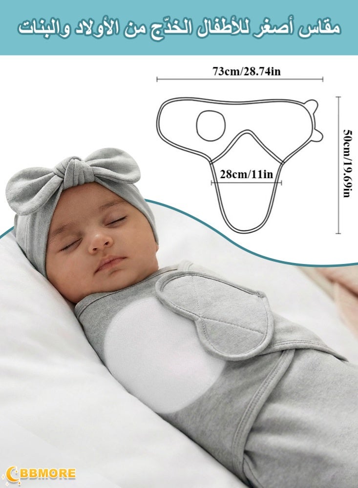 BBMORE 3 Pack Baby Swaddle Wrap, Swaddle Blanket for Newborn and Infant, Adjustable Velcro Swaddling Set for Boy and Girl, Soft Cotton Baby Sleep Sack, Helps Calm Startle Reflex, 0-3 Months - Image 3