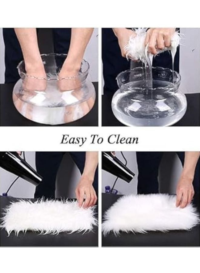 Harmony Home Ultra-Soft Fluffy Rug Faux Sheepskin Fur Area Rug Shaggy Couch Cover Seat Cushion Furry Runner Area Rugs Soft Fluffy Carpets For Living Room (Cream, 60x90 cm) - Image 3