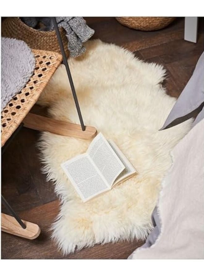 Harmony Home Ultra-Soft Fluffy Rug Faux Sheepskin Fur Area Rug Shaggy Couch Cover Seat Cushion Furry Runner Area Rugs Soft Fluffy Carpets For Living Room (Cream, 60x90 cm) - Image 2