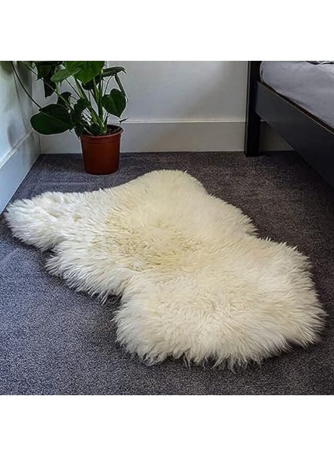 Harmony Home Ultra-Soft Fluffy Rug Faux Sheepskin Fur Area Rug Shaggy Couch Cover Seat Cushion Furry Runner Area Rugs Soft Fluffy Carpets For Living Room (Cream, 60x90 cm) - Image 1