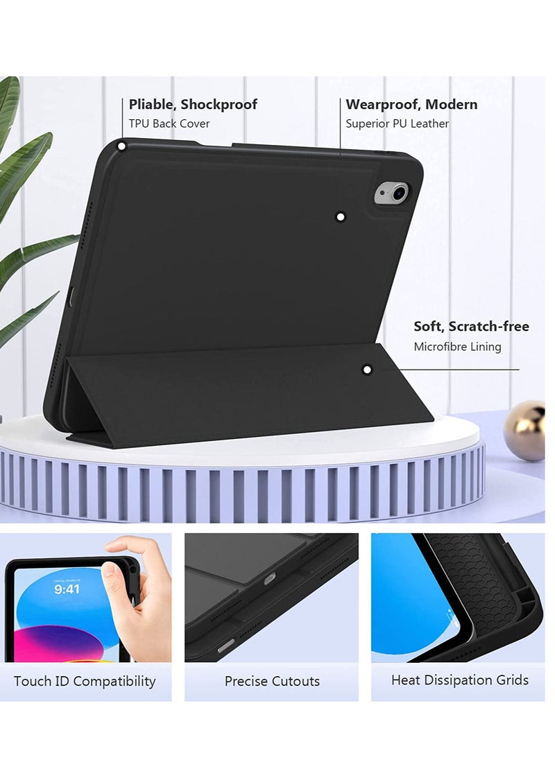 Generic iPad Air 5 /4 (2022 /2020 5th /4th Generation 10.9 Inch Protective Hard Back Shell Soft-Touch Tablet Stand Cover Auto Wake/Sleep Black  - Image 3