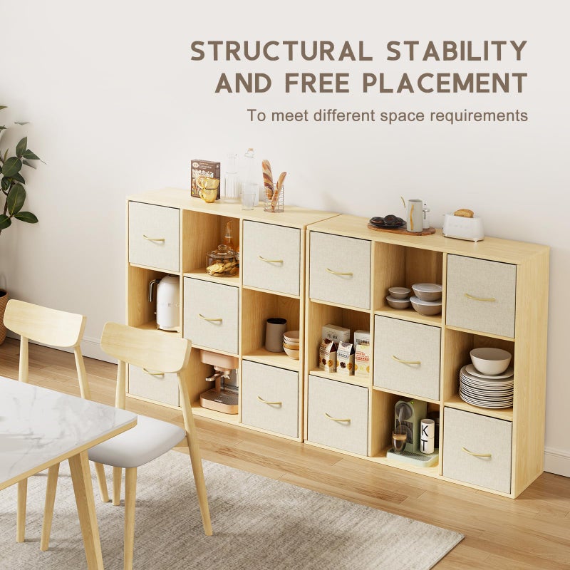 EXPERLAM 9 Cube Storage Organizer - Solid Wood Bookshelf with 5 Storage Bins, Cube Shelf with 3 Removable Back Panels, Vertical or Horizontal Bookcase, Open Book Shelf for Bedroom, Living Room, Office - Image 5