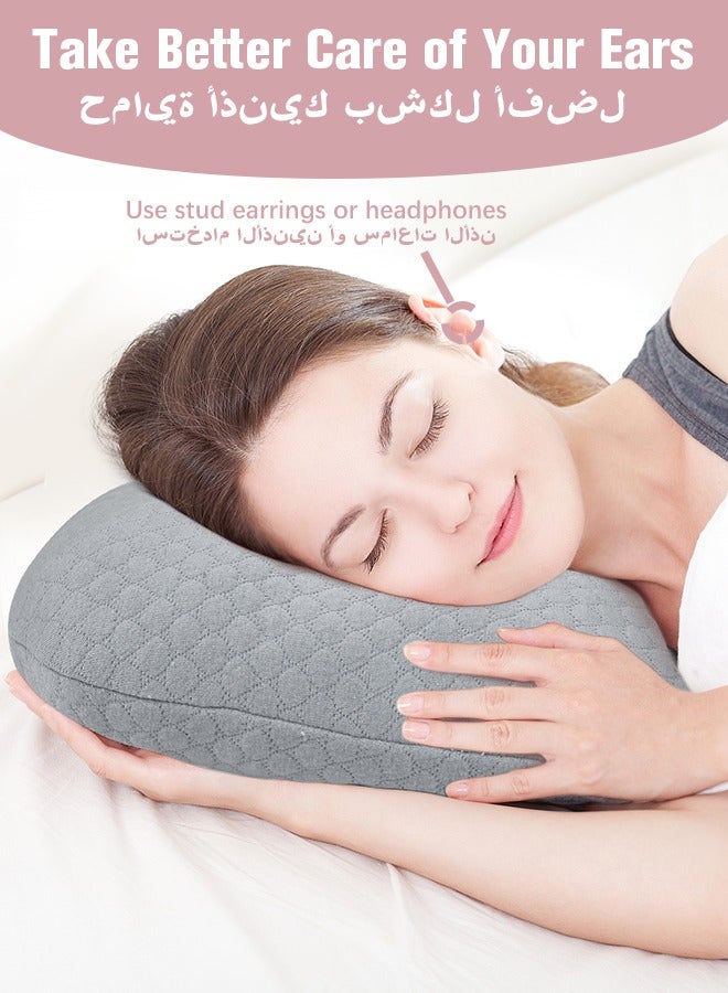 Ear Piercing Pillow for Side Sleepers, Donut Pillow with Hole for Ear Protection, Soft & Breathable Pillow for New Piercings Surgery & Injuries, Light Grey  - Image 2