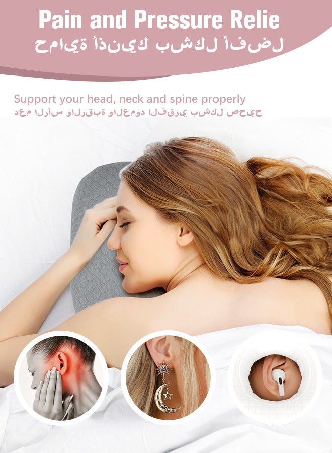 Ear Piercing Pillow for Side Sleepers, Donut Pillow with Hole for Ear Protection, Soft & Breathable Pillow for New Piercings Surgery & Injuries, Light Grey  - Image 3
