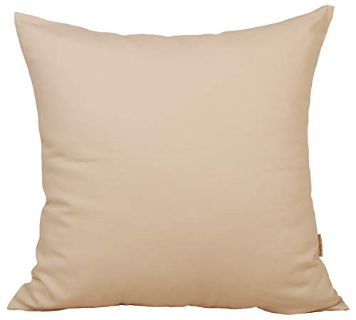TangDepot Handmade Decorative Solid 100 Cotton Canvas Throw Pillow CoversPillow Shams 18x18 Cream