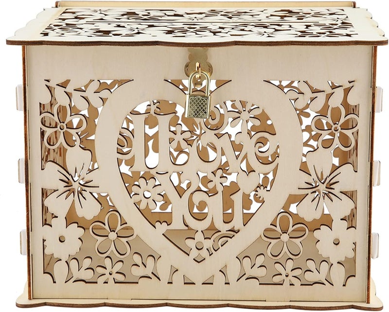 klarako Card Box for Wedding, Gold Wedding Card Box with Keys DIY Money Gift Box Easy to Install Decorative Box with Keys for Birthday Wedding Reception Party Favor Graduation Ornaments - Image 5