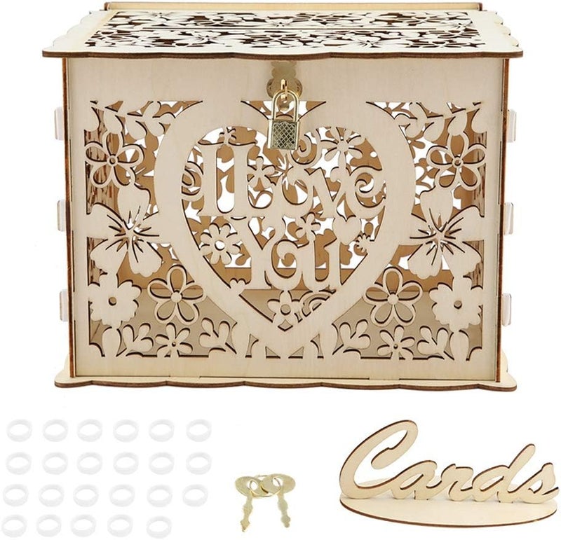 klarako Card Box for Wedding, Gold Wedding Card Box with Keys DIY Money Gift Box Easy to Install Decorative Box with Keys for Birthday Wedding Reception Party Favor Graduation Ornaments - Image 4